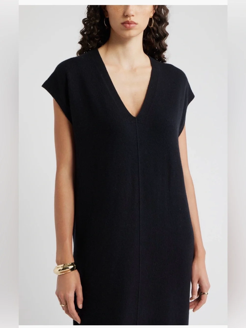 NWOT NORDSTROM BRAND Wool & Cashmere Blend Black V-neck Sweater Dress
Size Small - Picture 3 of 11